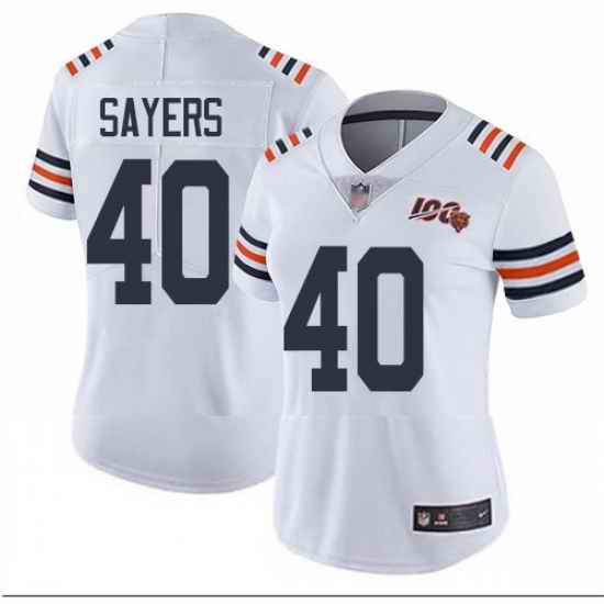 Bears 40 Gale Sayers White Alternate Women Stitched Football Vapor Untouchable Limited 100th Season Jersey
